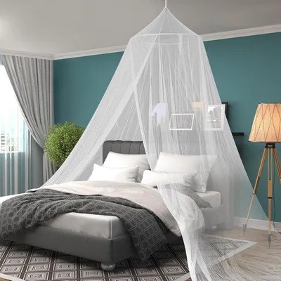 Immagine prodotto di Lettino per bambini queen size bianco – Migliora la qualità del sonno – Zanzariera – Baldacchino