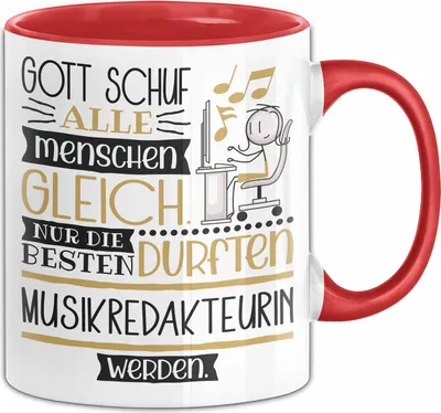 Produktbild von Musikredakteurin Geschenk Becher Tasse Gott Schuf Alle Menschen Gleich Nur Die Besten Durfeten Musikredakteurin Werden Geschenkidee Lustig (Rot)