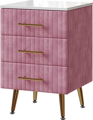 Image de Table de nuit Vicco Velia Rose 41x62cm avec 3 tiroirs, Model 53029