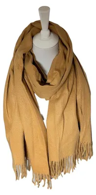 Produktbild von Winter Damen Fransenschal » XL Damenschal » weiches Cashmera » Winterschal 180x68cm: Ocker Farbe: Ocker