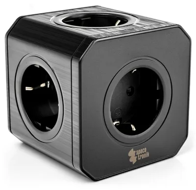 Produktbild von Spacetronik Steckdosenwürfel ohne Kabel 5-fach Schwarz SPSC01