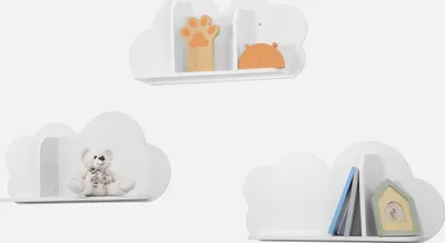 Produktbild von sweeek - 3er-Set Wandregale Wolke für Kinderzimmer - Weiß