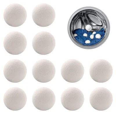 Image de Balles de séchage en laine naturelle, lot de 12, 100% laine de mouton pure, pour sèche-linge
