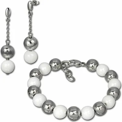 Produktbild von Amello Edelstahl Vollkeramik silberfarben weiß glänzend Damen Sets ESSX12W
