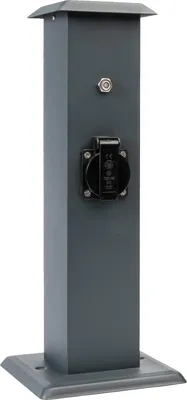 Produktbild von Grafner Edelstahl Design Gartensteckdose Dämmerungssensor, 3 Steckdosen, IP44, eckig, anthrazit, KEIN ROST – Pulverbeschichtung, Energiesäule Mehrfach Metall Außen Steckdose schwarz Helligkeitssensor