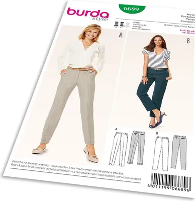 Obrázek produktu pro Střih Burda 6689 - Cigaretové kalhoty, kalhoty s puky