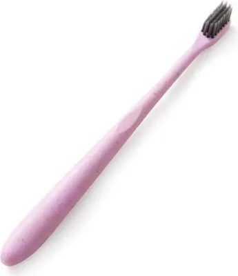Produktbild von Umweltfreundliche Zahnbürste aus Weizenstroh und Bambuskohle mit weichen Borsten, rosa