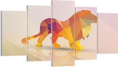 Produktbild von Bild auf Leinwand - Leinwandbild - Löwe Illustration modern - 160x85cm - Wand Bild - Wanddeko - Leinwanddruck - Bilder - Kunstdruck - Wanddekoration - Leinwand bilder - Wandkunst - EA160x85-2804