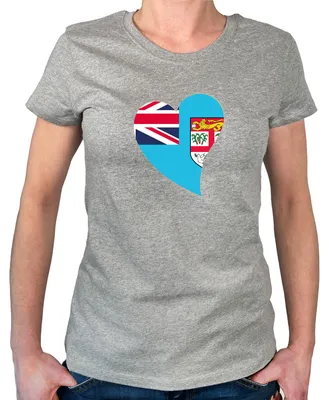 Produktbild von Huuraa Damen T-Shirt Fidschi Flagge Herz S Sport Grey Bio Baumwolle Fairtrade Damenshirt Geschenkidee