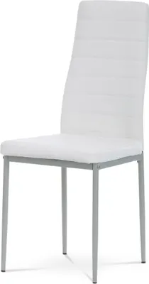 Produktbild von Moderner Esszimmerstuhl Autronic Esszimmerstuhl, weißes Kunstleder, graues Metall (DCL-377 WT)