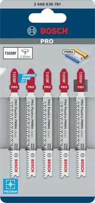 Produktbild von PRO Plastics PMMA clean T102BF Stichsägeblatt, 92 mm, 5-tlg.