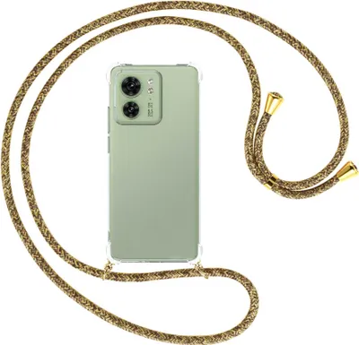 Produktbild von Handykette Backcover-Schutzhülle mit Band (Metall goldfarben) für Motorola Edge 40 5G (6.55'') - braun+beige