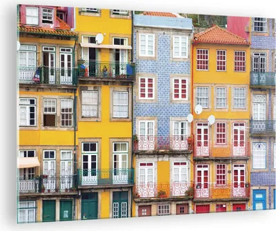 Produktbild von Bilder auf glas - Einteilig - Casas Ribeira Porto - 70x50cm - Glasbilder - Wandbilder - Bilder - zum Aufhängen bereit - Wanddekoration aus Glas - Glas Bilder - Wandbild auf Glas - GAA70x50-4249
