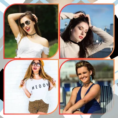 A collage of four young women wearing chokers.