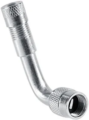 Image de Adaptateur pour rallonge de valve à bande à 90 degrés - pour voiture, moto, vélo, camion - en métal, noir, 1 pièce.