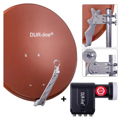 Produktbild von DUR-line Select 75/80cm Komplettanlage ziegelrot + Octo LNB