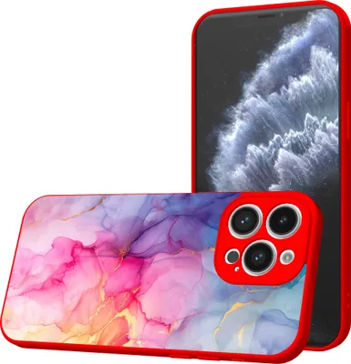 Produktbild von Smartphonica Handyhülle Geeignet für iPhone 11  Pro mit Regenbogen-Marmor-Druck - TPU Back Cover Case Regenbogen-Marmor-Design -  Rot