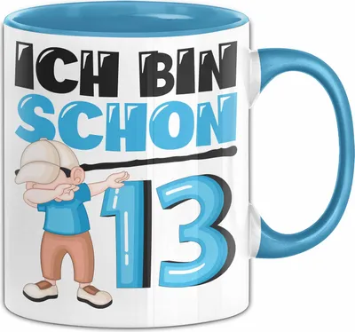 Produktbild von 13. Geburtstag Geschenk Tasse Becher Jungs Dab Geburtstagsgeschenk Ich Bin Schon 13 Teenager (Blau)