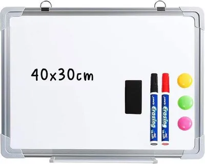 Produktbild von Famanu Magnetisches A3 Whiteboard 40x30 cm - Trocken abwischbar mit Markern und Magneten für Zuhause, Schule und Büro