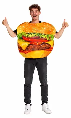 Produktbild von Hamburger-Kostüm, lustiges Outfit – Essen-Kostüm – Schaumstoff-Kostüm – Junggesellenabschied-Kostüm – Uni – Einheitsgröße – Lebensmittel-Kostüm
