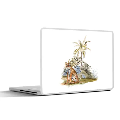 Produktbild von MuchoWow® Laptop Aufkleber Sticker Cover Tiger - Baum - Weiß 36.5x27.5 cm - Laptop-Sticker