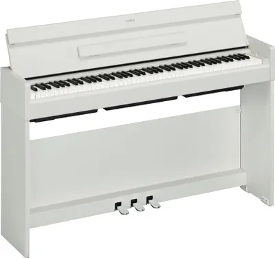 A white digital piano on a white background.