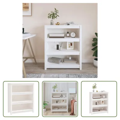 Produktbild von The Living Store Bücherregal Weiß 80x35x97 cm Massivholz Kiefer