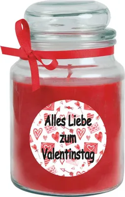 Obrázek produktu pro Vonná svíčka jako valentýnský dárek - svíčka ve sklenici na bonbóny s různými valentýnskými motivy a velikostmi. Valentýn - motivy a velikosti