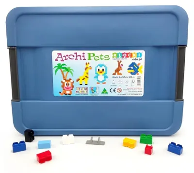 Produktbild von Little Architect ArchiPets 630 Teile – Konstruktionsbausteine Tiere (1-4 cm, 8 Bauanleitungen 1:1, Kunststoff, 8 Tierfiguren) – CE & EN71 , ab 5 Jahren