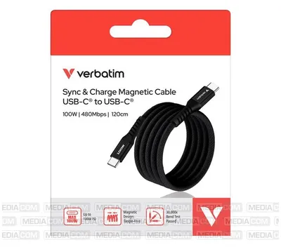 Obrázek produktu pro Verbatim 31863, 1,2 m, USB C, USB C, USB 2.0, 0,48 Gbit/s, Černá