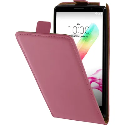 Produktbild von PhoneNatic Kunst-Lederhülle kompatibel mit LG G4 Stylus - Flip-Case pink + 2 Schutzfolien