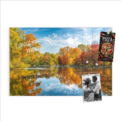 Produktbild von Magnettafel 90x60cm Pinnwand Whiteboard beschreibbar - Herbstlicher See