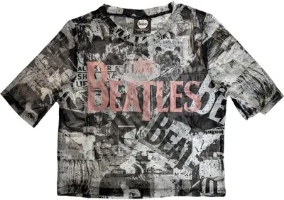 Image de The Beatles - Top court pour femme RO5800 (S) (Blanc/Noir)