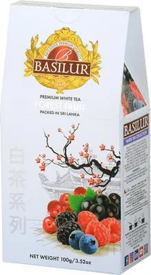 Produktbild von BASILUR Weißer Tee komponiert aus den zartesten Blättern mit Zusatz von schwarzer Johannisbeere Papaya und Hibiskus 100g