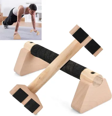 Immagine prodotto di Parallette in legno - Attrezzi per ginnastica - Allenamento della forza - Realizzate in legno di faggio massello - Lunghezza 25 cm - Colore legno