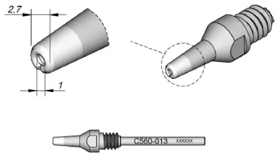 Obrázek produktu pro JBC odpájecí hroty řady C560, C560013/Ø 1,0 mm, 2,7 mm, čištění podložky C560013