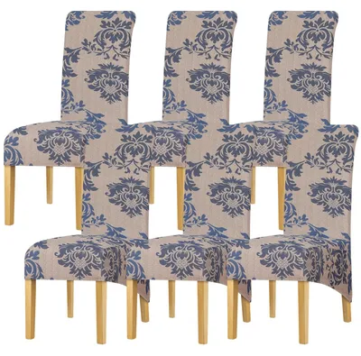 Stuhlhussen 6er-Pack, Stretchstoff, Blumenmuster, 45x45x90 cm