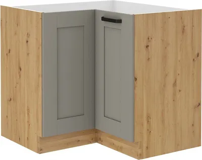 Produktbild von Unterer Eckschrank LAILI – 89x89 cm, Hellgrau / Eiche Artisan
