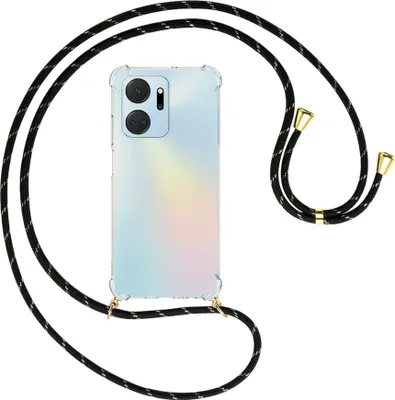 Produktbild von Handykette Backcover-Schutzhülle mit Band (Metall goldfarben) für Honor X7a (6.75'') - schwarz/gold