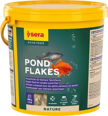 Produktbild von sera Pond Flakes, Teichfische, Trockenfischfutter, Splitter, Vitamin A, Vitamin B1, Vitamin B2, Vitamin C, Vitamin D3, Vitamin E, Klein, 21%