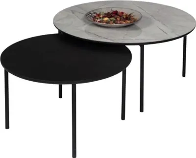 Produktbild von Kaffeetisch Gruppe Couchtisch Beisteltisch Schwarz Set Tisch Holz 2tlg