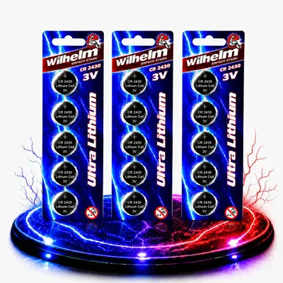 Produktbild von 15 x CR2430 WILHELM Lithium Knopfzelle 3V 270mAh ø24,3x3,0mm Batterie DL2430