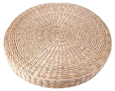 Produktbild von Tatami Bodenkissen, 40 cm runder Pouf, Sitzkissen für Outdoor und Innenbereich, Meditationskissen aus Stroh, weiche Yogamatte