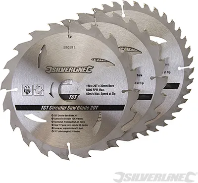 Obrázek produktu pro Silverline 590591 TCT pilové kotouče 20, 24, 40 zubů, 3 ks