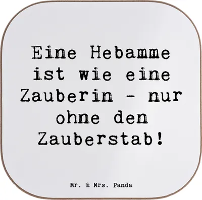 Produktbild von Mr. & Mrs. Panda Tischuntersetzer Spruch Hebamme Magie - Weiß - Geschenk, Berufsleben, Untersetzer für Gläser, gläseruntersetzer, Hilfe, Tassenuntersetzer, Hausgeburt