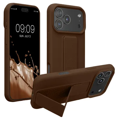 Produktbild von kwmobile Handyhülle für Apple iPhone 17 Pro Max Hülle - TPU Silikon Case mit Fingerhalter und Stand - Schutzhülle Cover in Chocolate