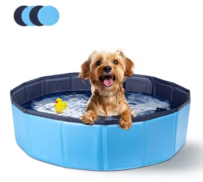 Immagine prodotto di Piscina pieghevole per cani e gatti, in PVC antiscivolo, dimensioni 80 x 20 cm, ideale per giardino e campeggio