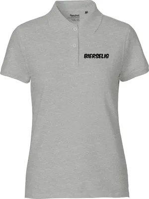 Produktbild von Huuraa Damen Polo Shirt Bierselig Schriftzug XS Sport Grey Bio Baumwolle Fairtrade Poloshirt Geschenkidee
