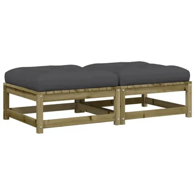 Image de vidaXL Tabouret de jardin avec coussin 2 pcs. Bois de pin imprégné