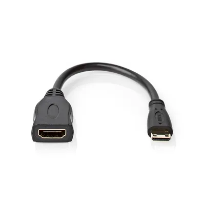 Produktbild von Nedis High Speed ​​HDMI  Kabel mit Ethernet - HDMI Mini Stecker - HDMI Ausgang - 4K@30Hz - 10.2 Gbps - 0.20 m - Rund - PVC - Schwarz - Box